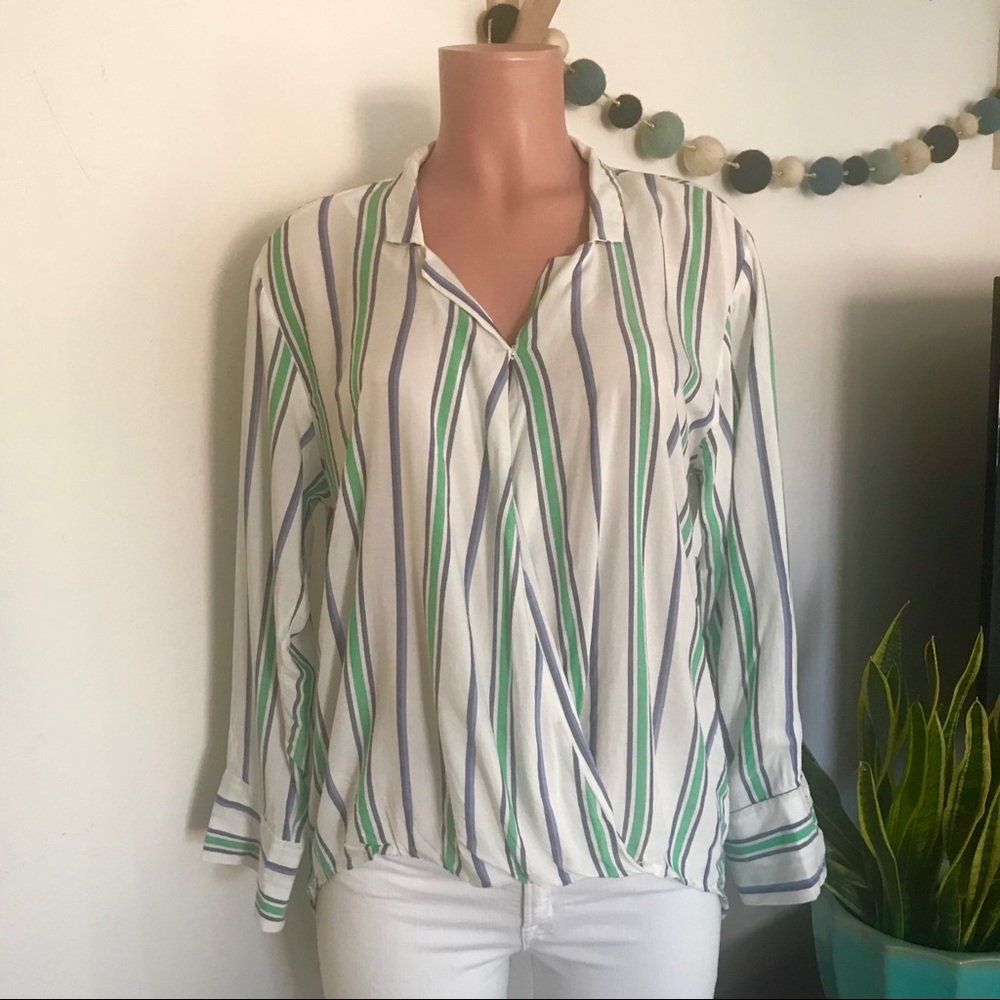Anthropologie Velvet Heart Rayon stripe blouse